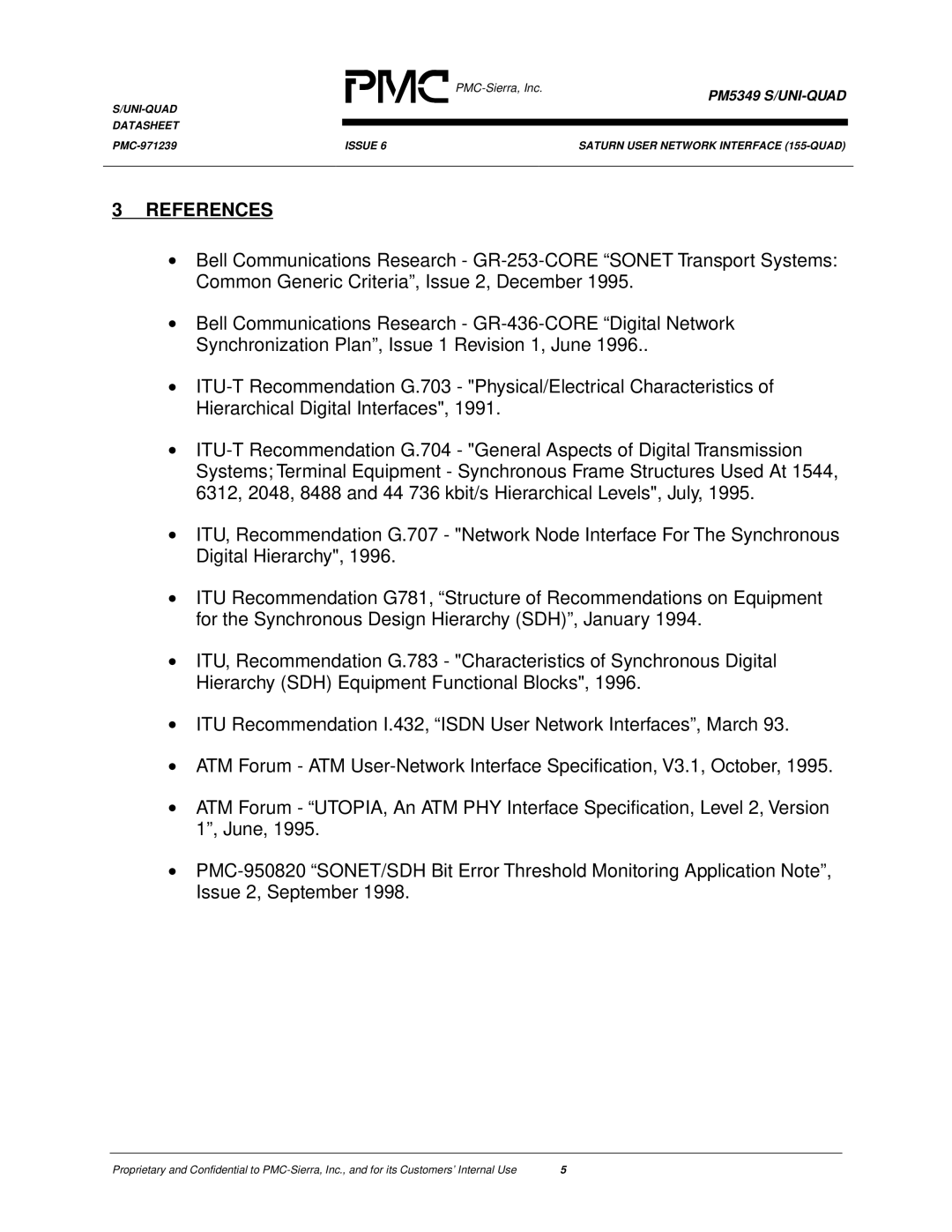 PMC-Sierra PM5349 manual References 