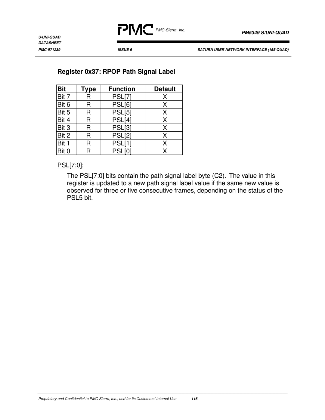 PMC-Sierra PM5349 manual 116 