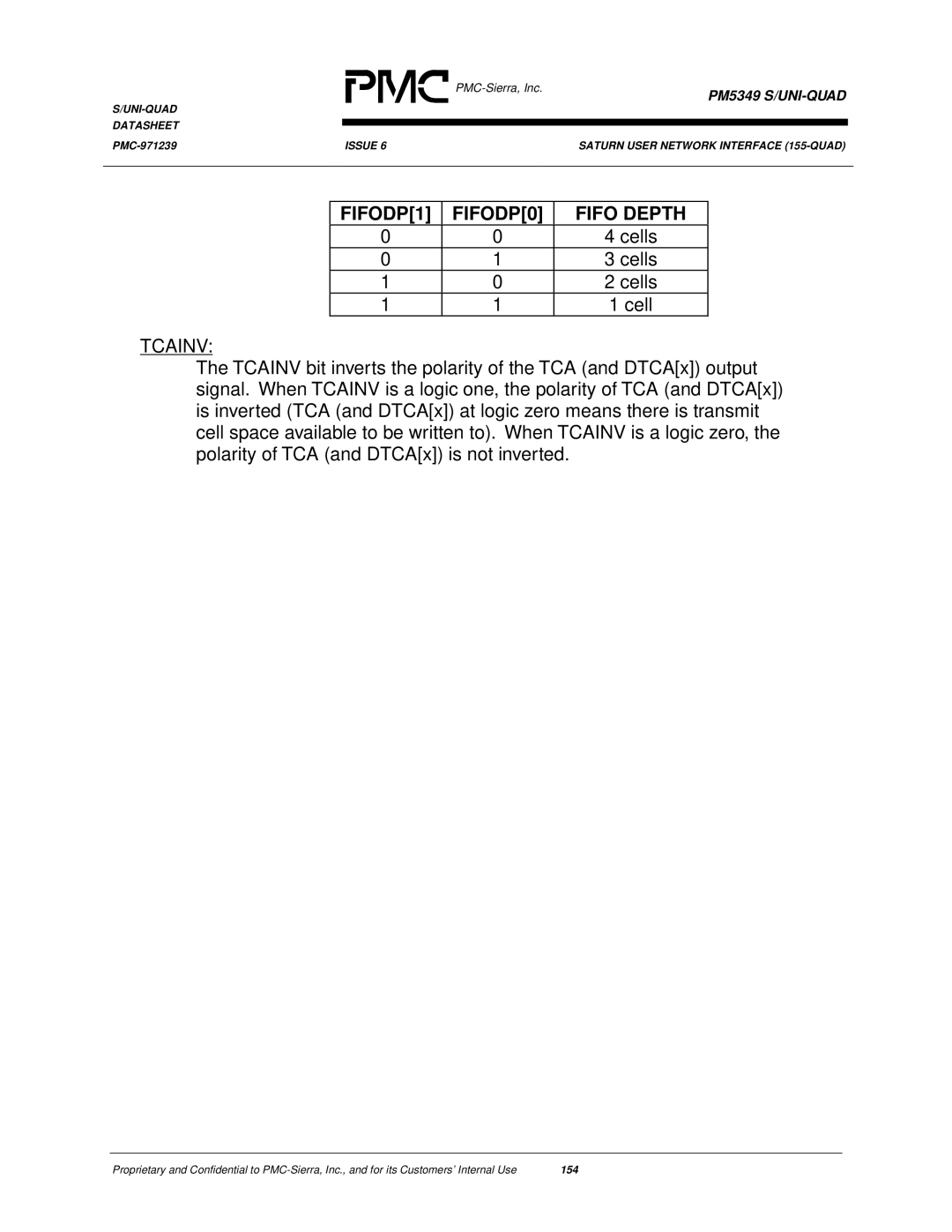 PMC-Sierra PM5349 manual FIFODP1 FIFODP0 Fifo Depth, Cells 