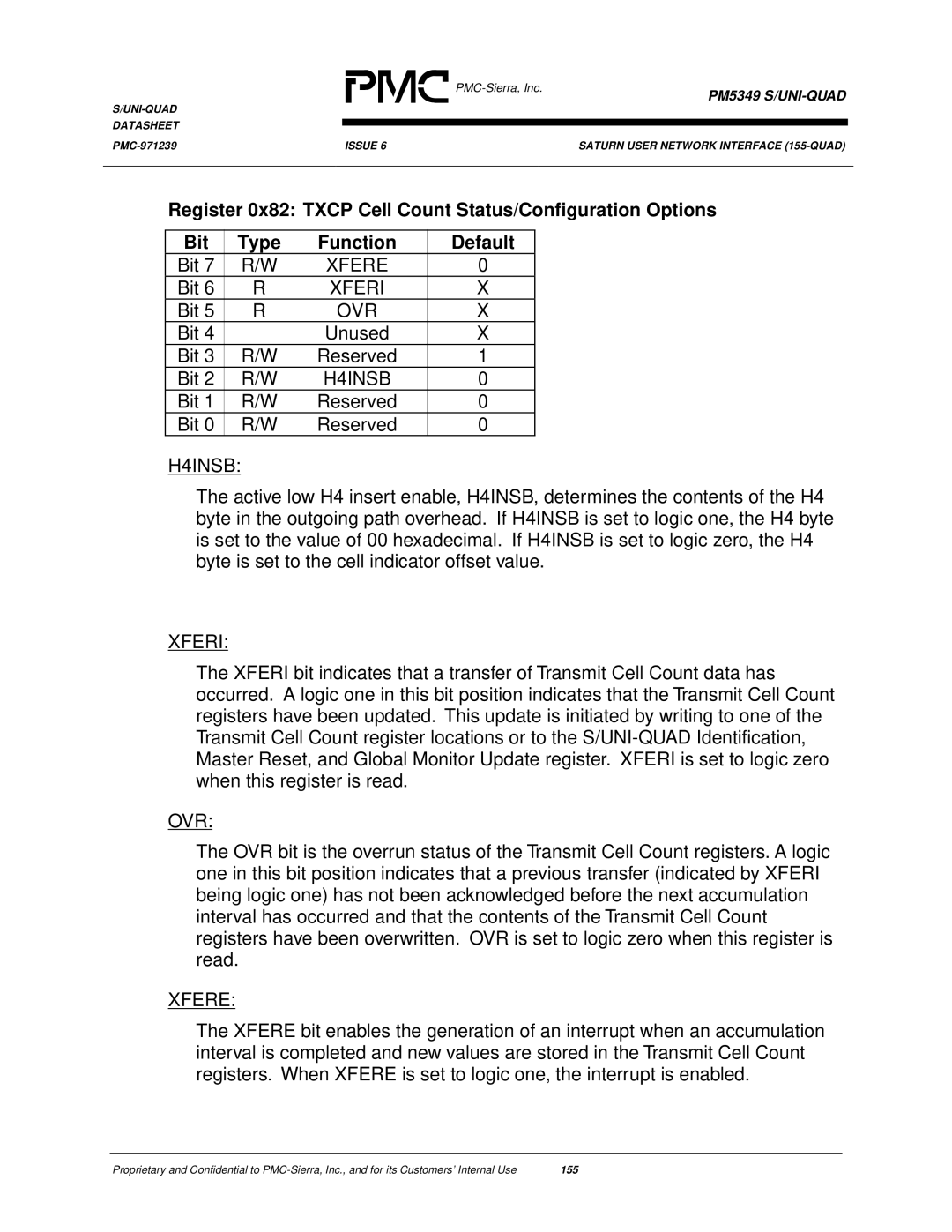 PMC-Sierra PM5349 manual Xfere, H4INSB 