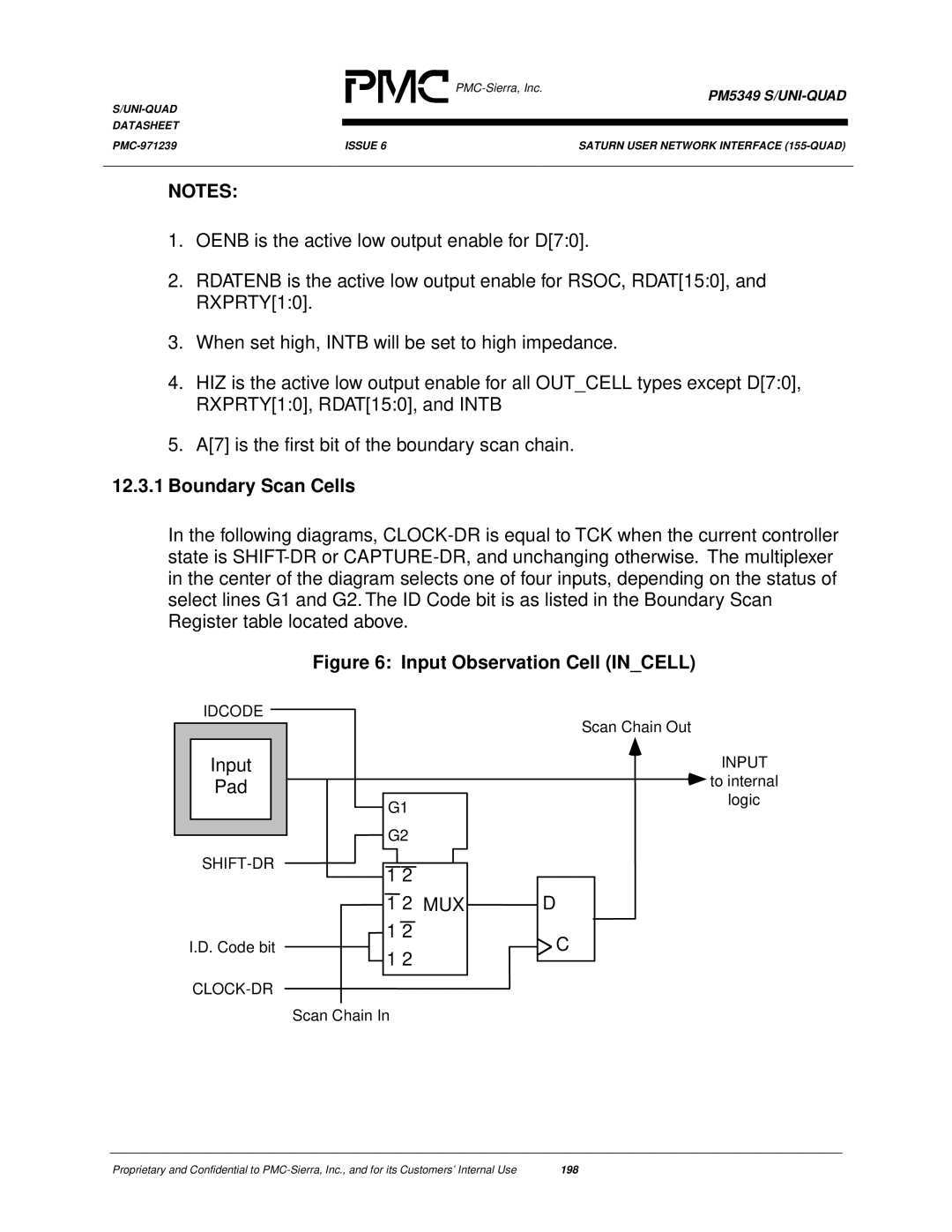 PMC-Sierra PM5349 manual Boundary Scan Cells, Input Pad, Mux 