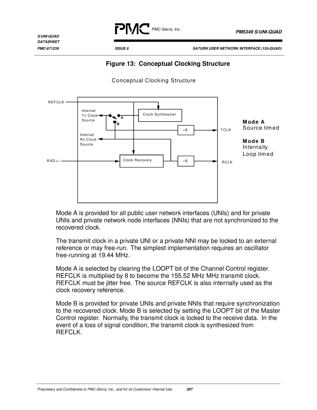 PMC-Sierra PM5349 manual Conceptual Clocking Structure 