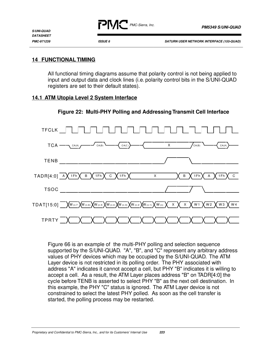 PMC-Sierra PM5349 manual Functional Timing, ATM Utopia Level 2 System Interface 