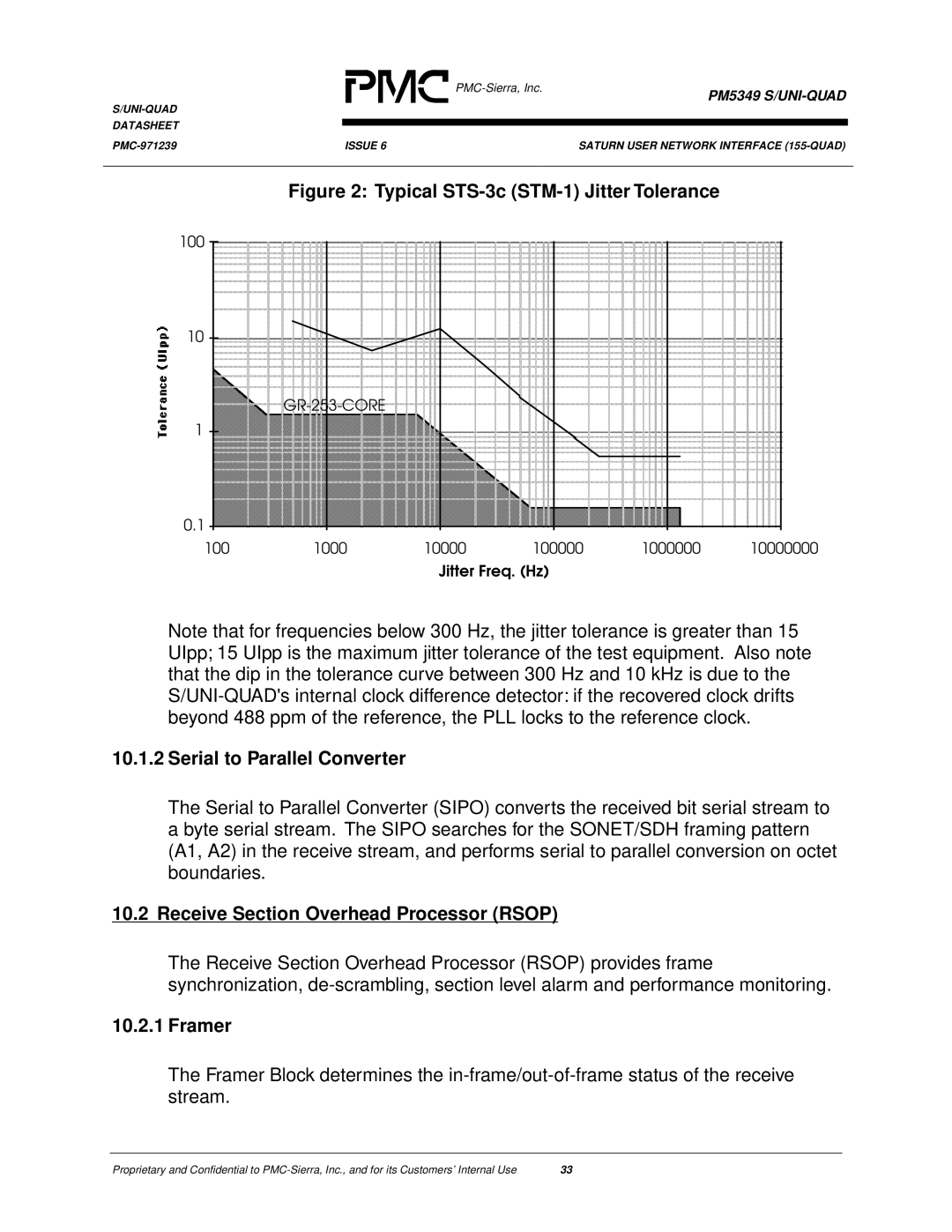 PMC-Sierra PM5349 manual Serial to Parallel Converter, Receive Section Overhead Processor Rsop, Framer 