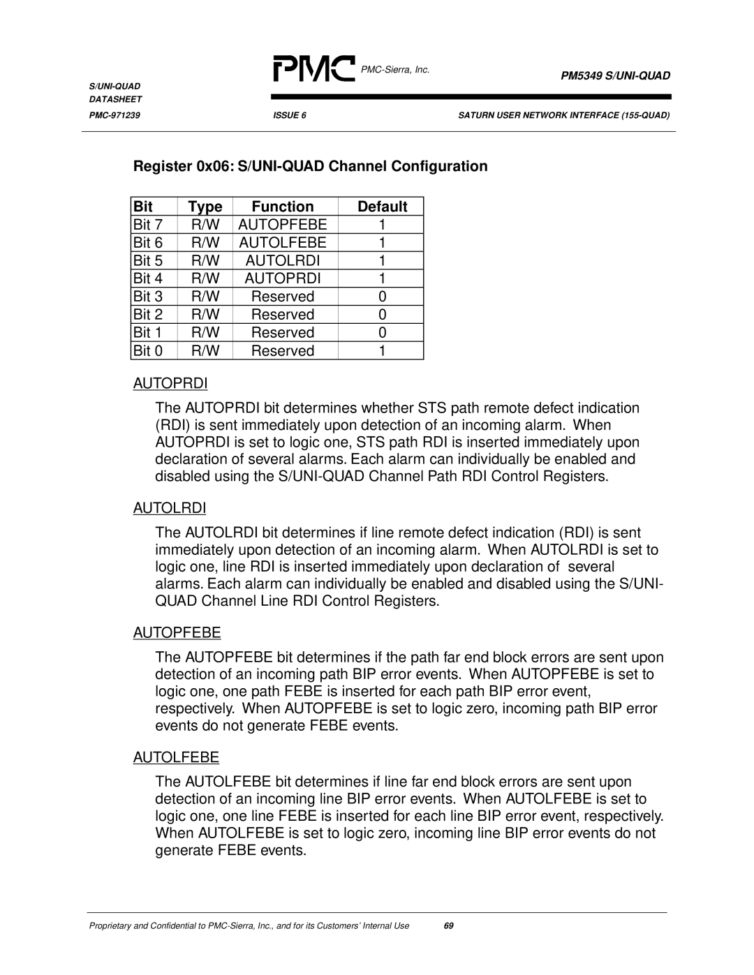 PMC-Sierra PM5349 manual Autopfebe, Autolfebe, Autolrdi, Autoprdi 