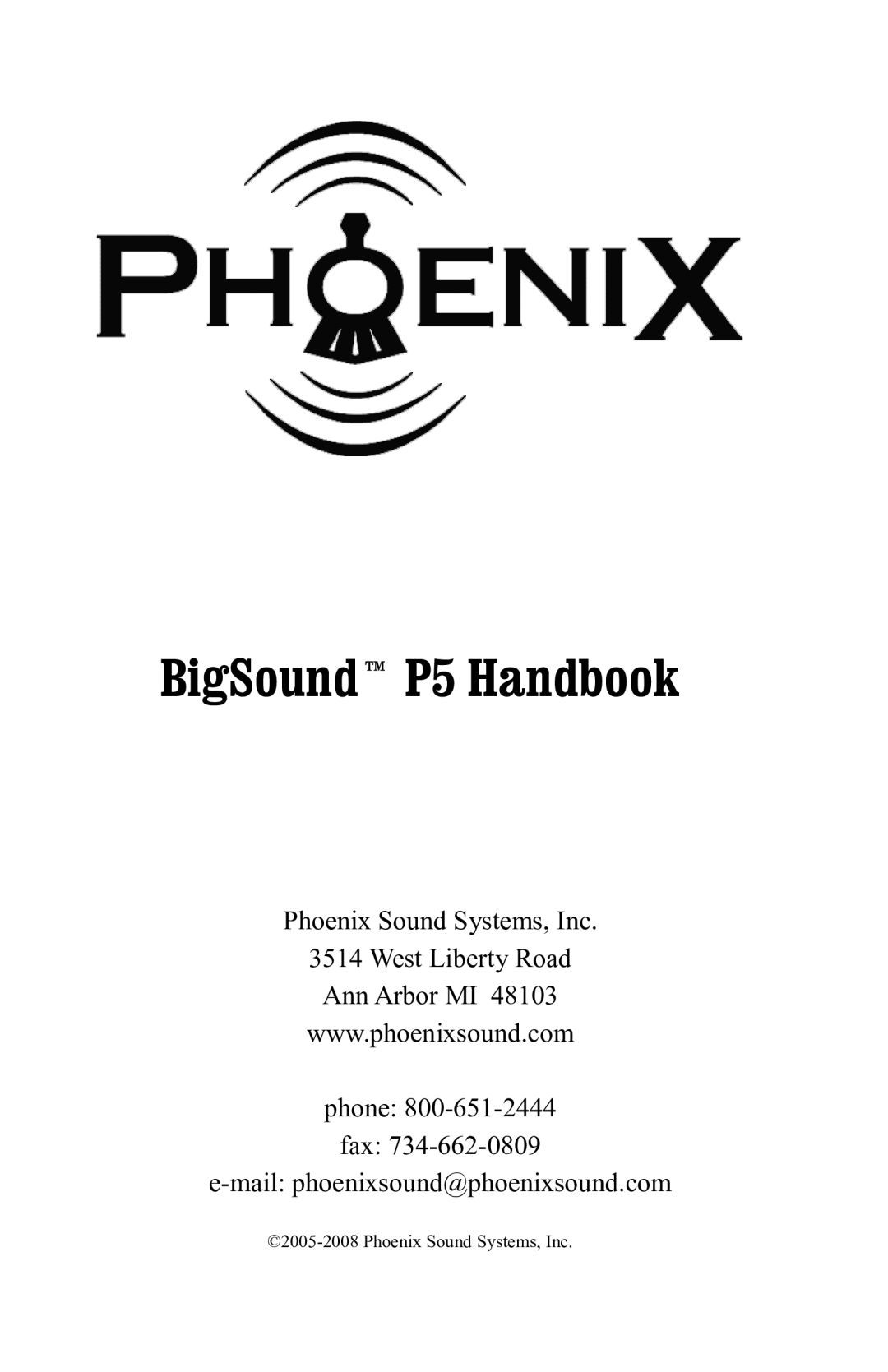 PMI - Phoenix manual BigSound P5 Handbook 