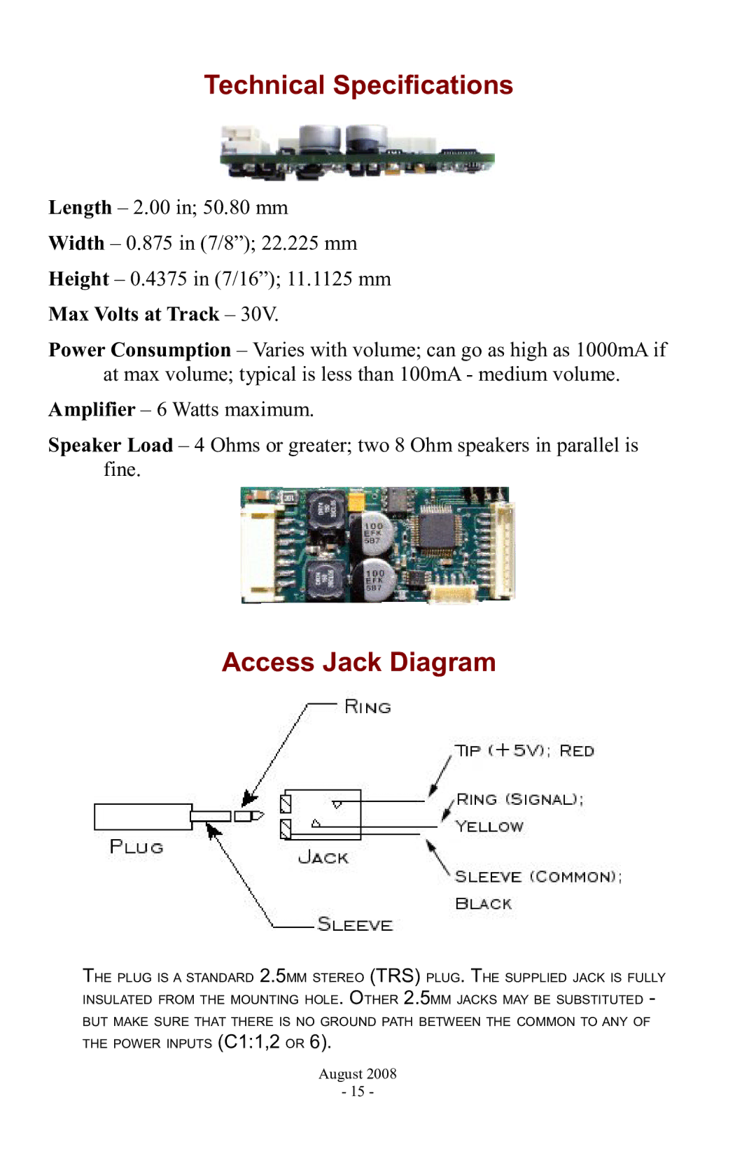 PMI - Phoenix P5 manual Technical Specifications, Access Jack Diagram 