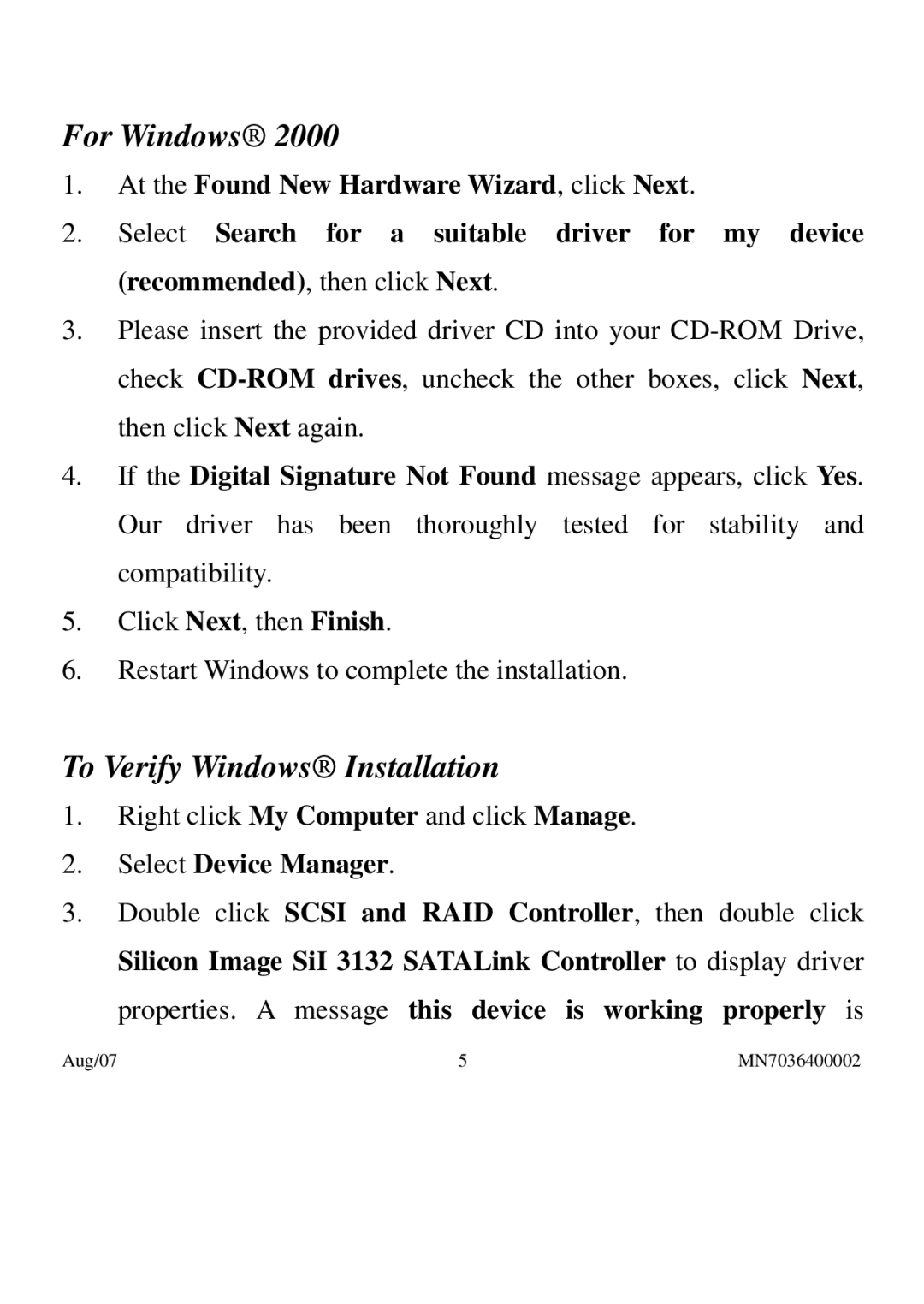 PNY P-NSA2-EC-RF user manual For Windows, To Verify Windows Installation, Select Device Manager 