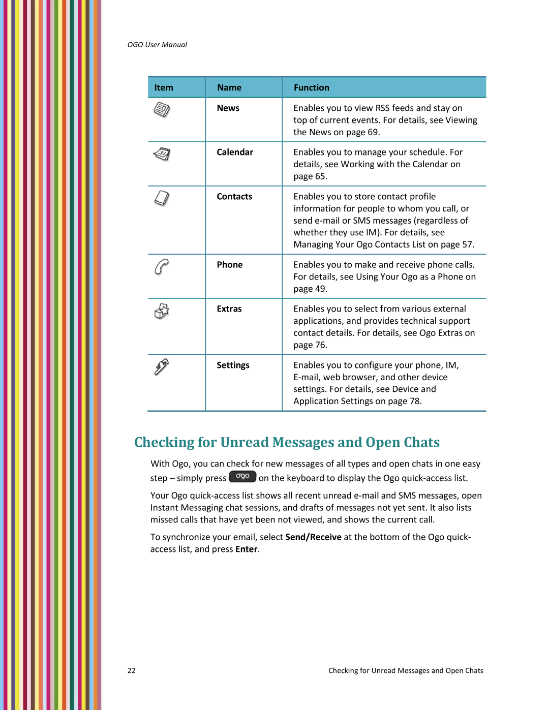 PoGo Products OGO user manual Checking for Unread Messages and Open Chats 