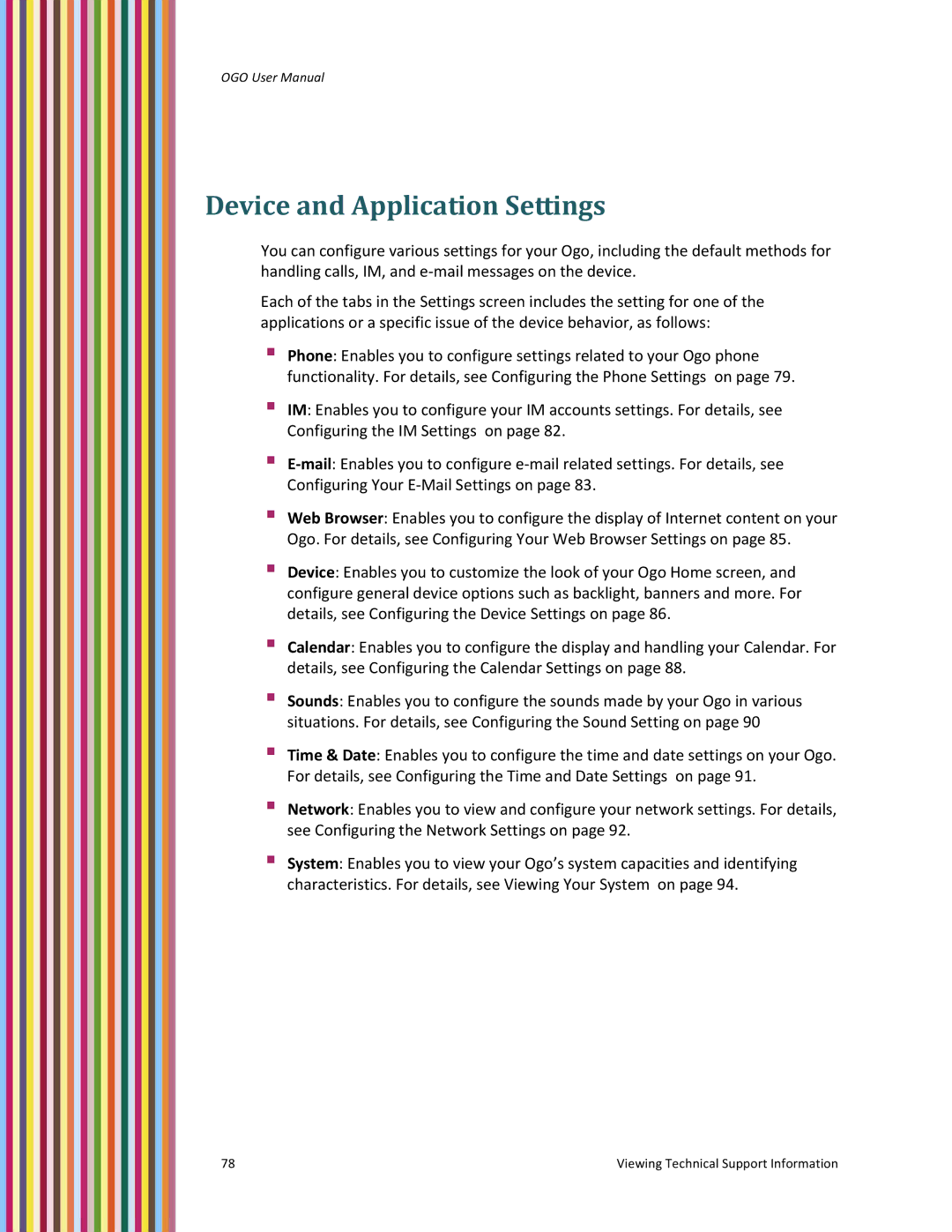 PoGo Products OGO user manual Device and Application Settings 