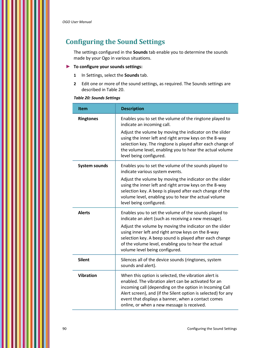 PoGo Products OGO user manual Configuring the Sound Settings 