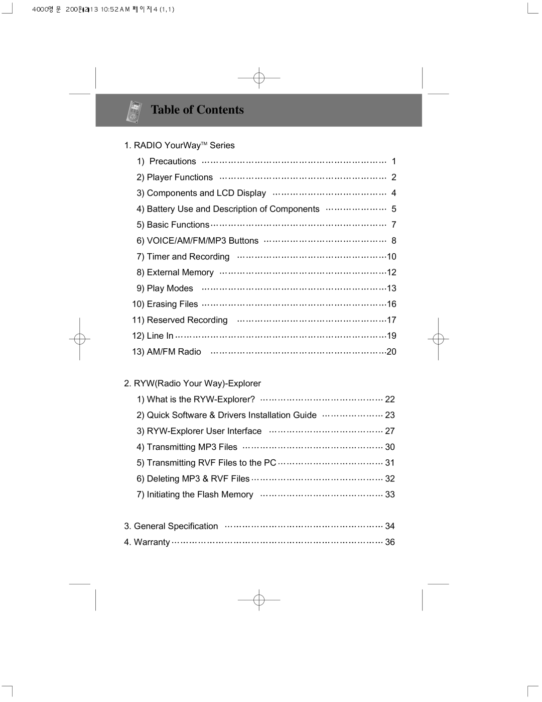 PoGo Products PRY900M2 user manual Table of Contents 