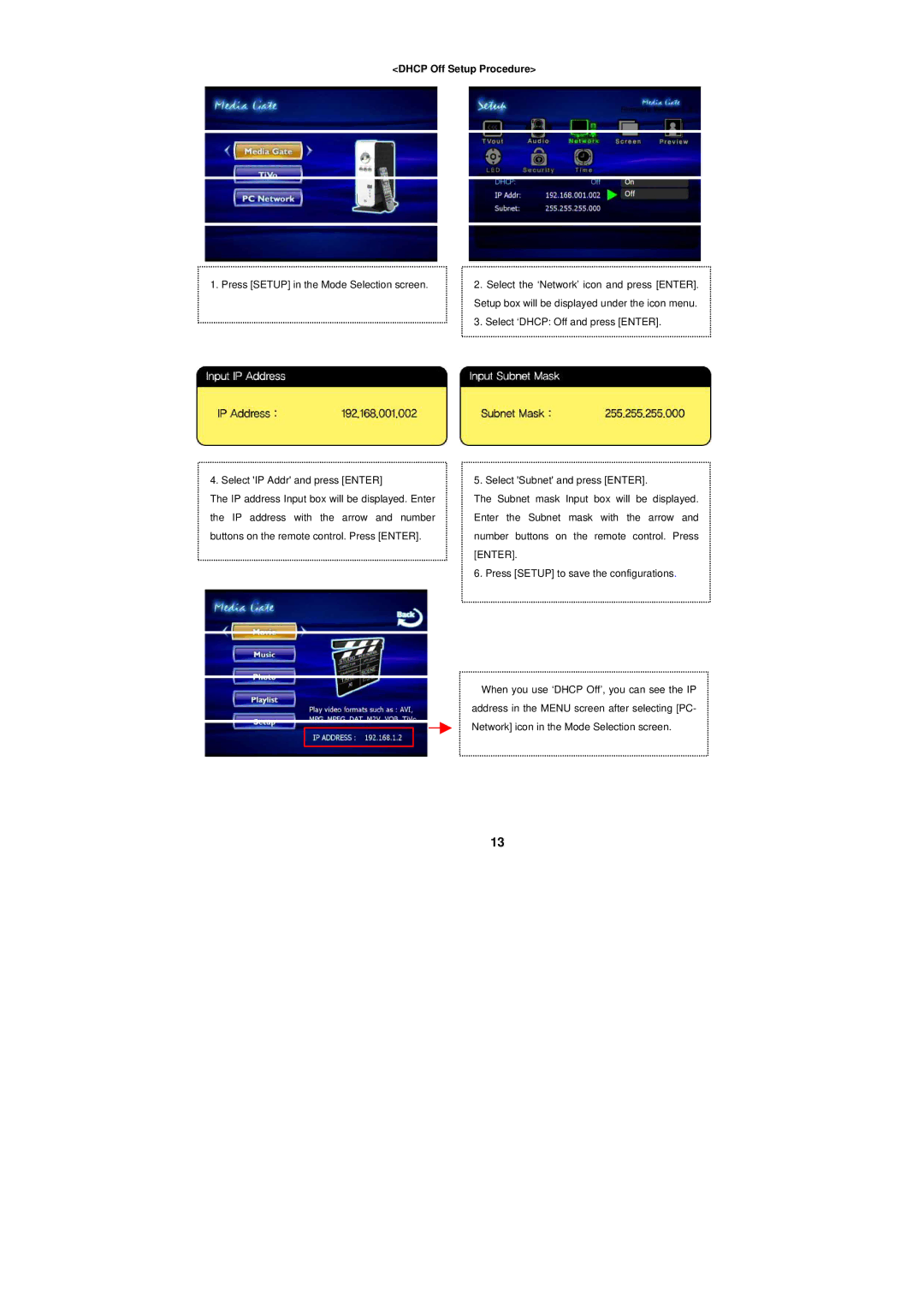 PoGo Products T1 manual Dhcp Off Setup Procedure 