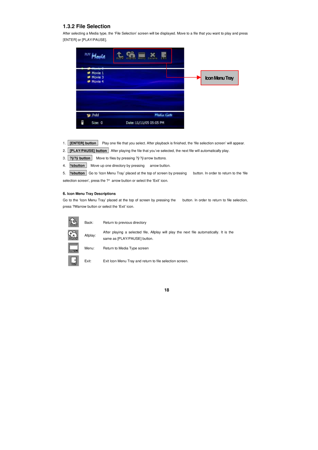 PoGo Products T1 manual File Selection, Icon Menu Tray Descriptions 