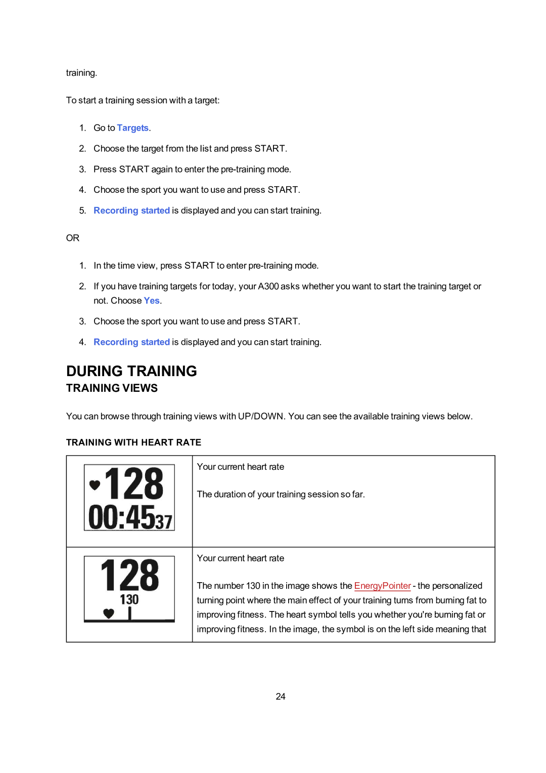 Polar A300 user manual During Training, Training Views, Training with Heart Rate 