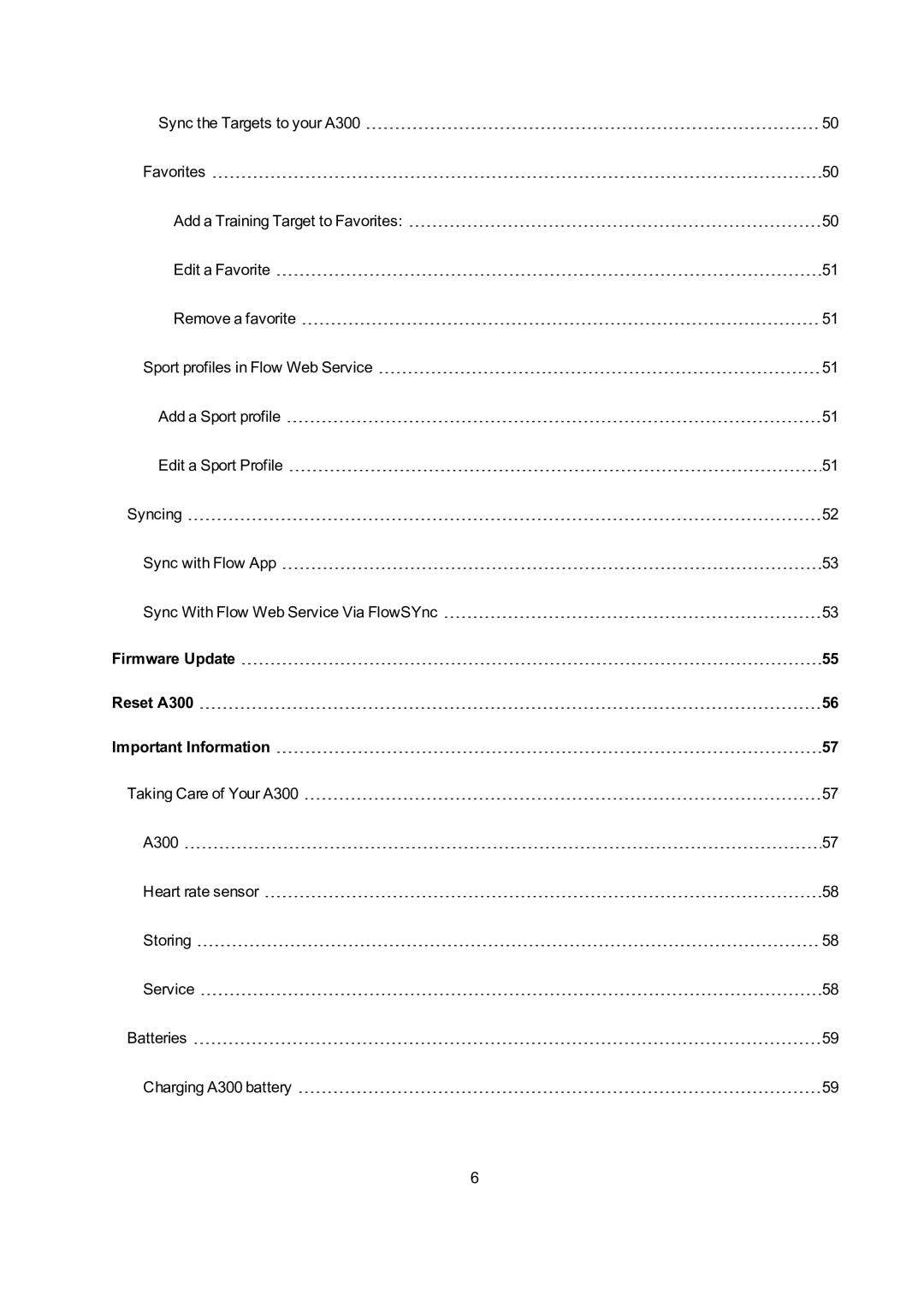 Polar user manual Firmware Update Reset A300 Important Information 