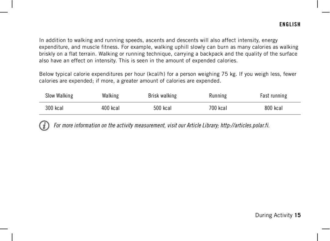 Polar AW200 manual Running 