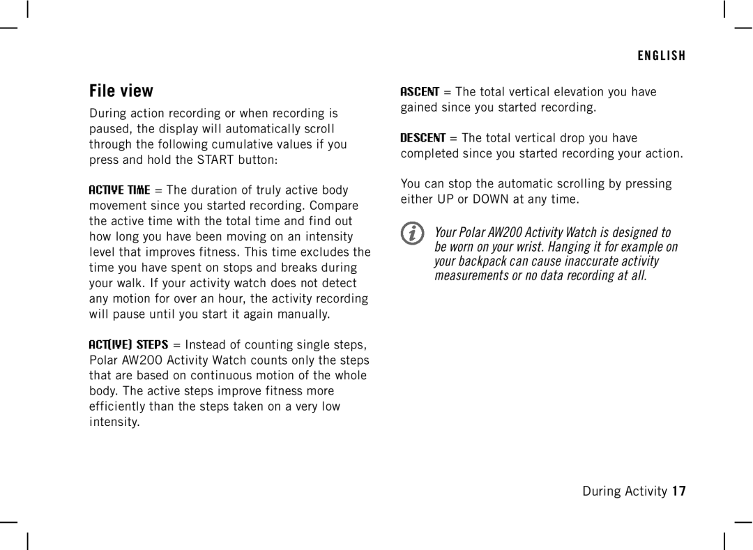 Polar AW200 manual File view 
