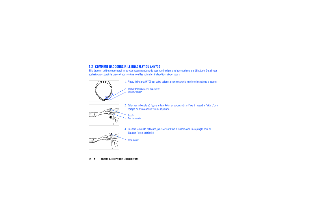Polar AXN500 manuel dutilisation Comment Raccourcir LE Bracelet DU AXN700 