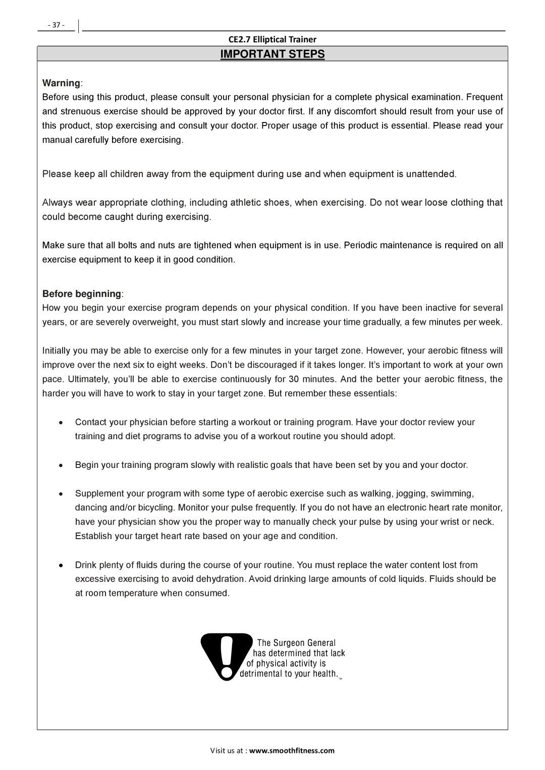 Polar CE2.7 user manual Important Steps, Before beginning 