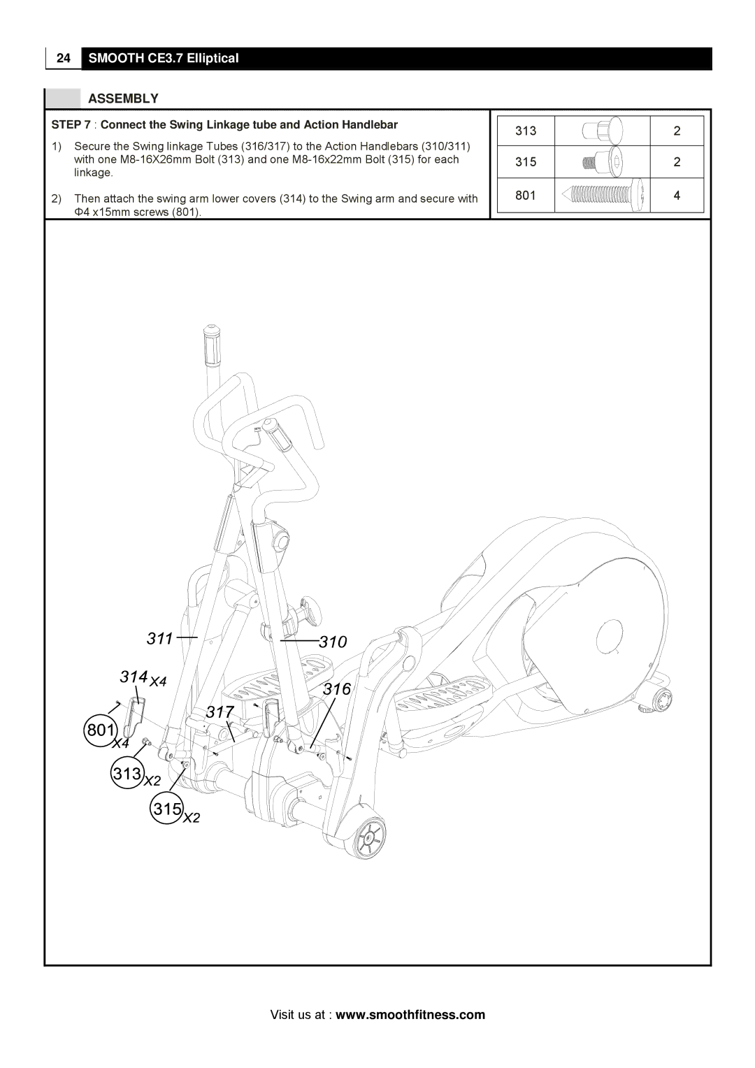 Polar CE3.7 user manual Connect the Swing Linkage tube and Action Handlebar 