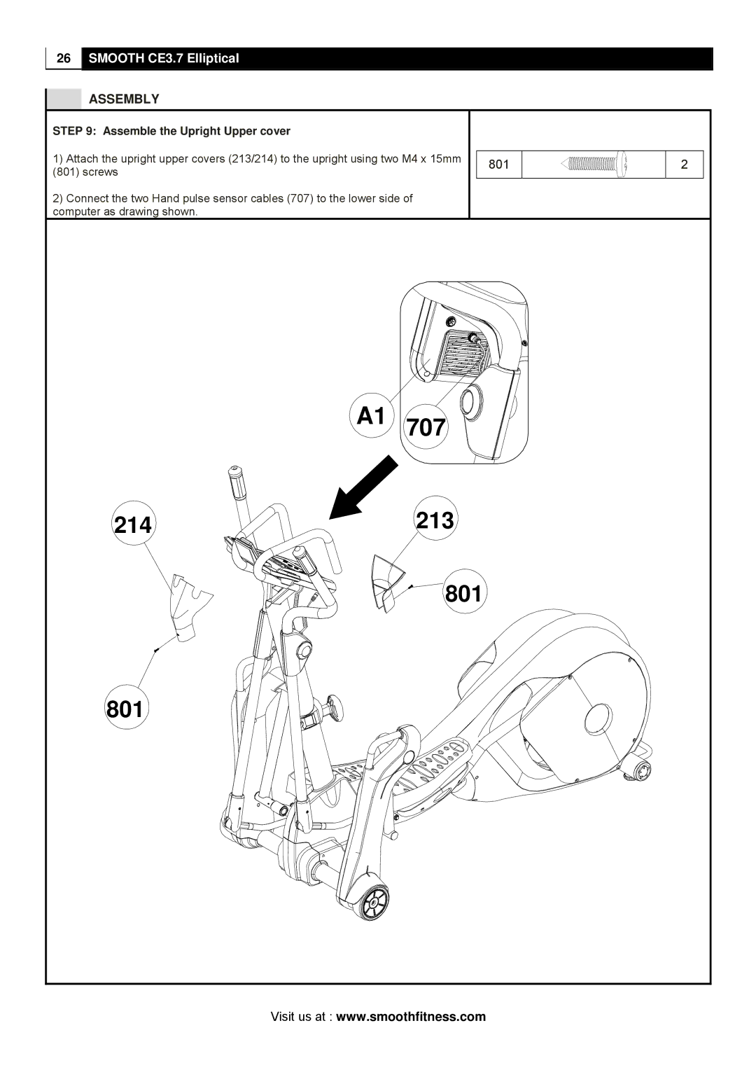 Polar CE3.7 user manual 214213 801, Assemble the Upright Upper cover 