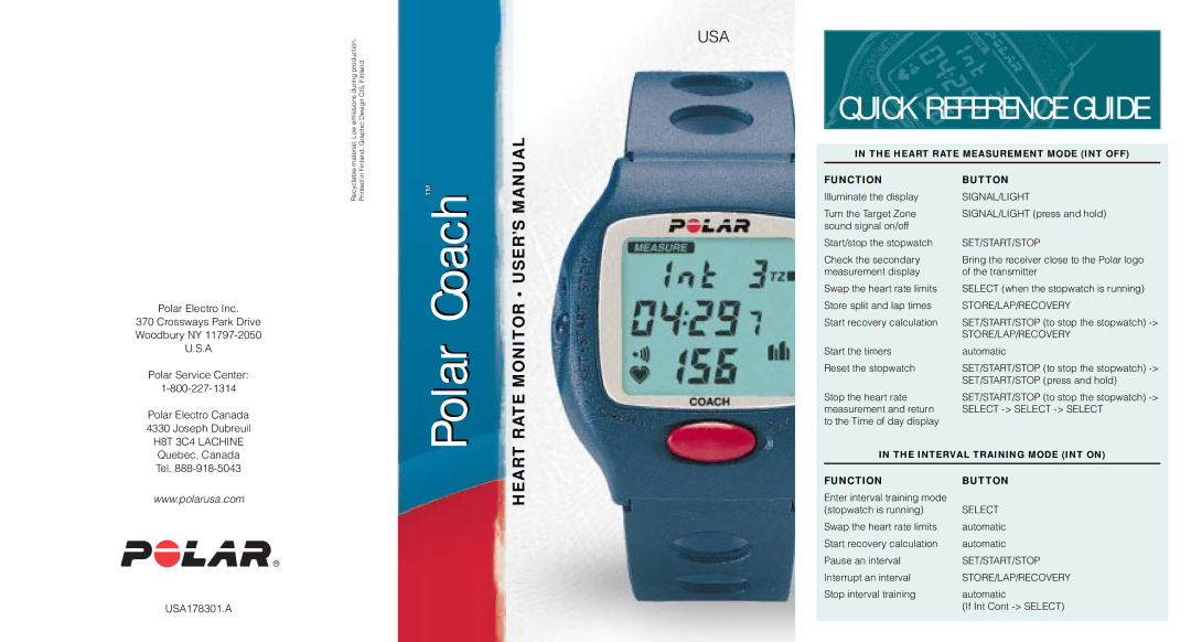 Polar COACH user manual Function Button 