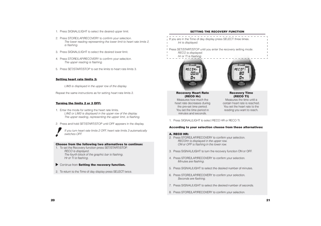 Polar COACH user manual Reco TI, Reco HR 