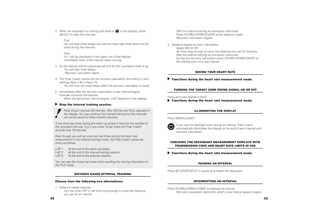 Polar COACH Recovery calculation starts, Stop the interval training session, Choose from the following two alternatives 