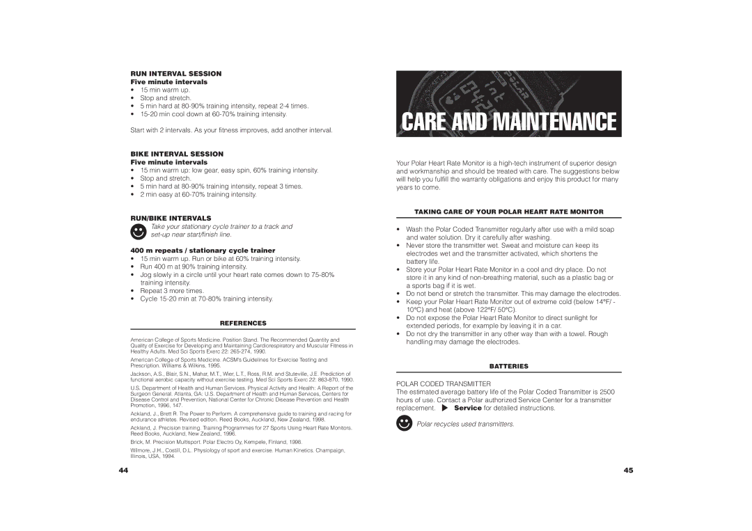 Polar COACH user manual RUN Interval Session, Five minute intervals, Bike Interval Session, RUN/BIKE Intervals 