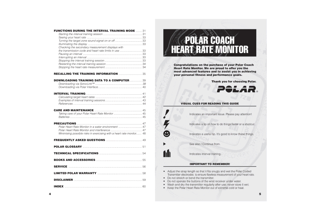 Polar COACH user manual Polar Coach, Functions During the Interval Training Mode, Stopping the heart rate measurement 