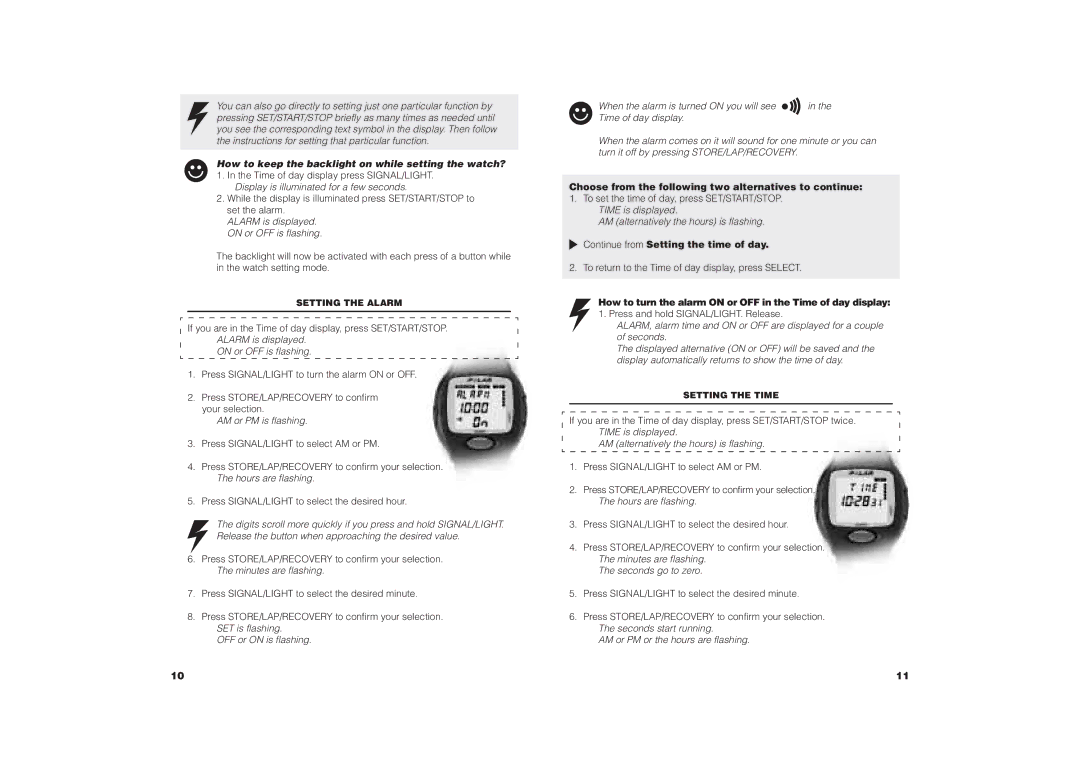 Polar COACH user manual Choose from the following two alternatives to continue, Continue from Setting the time of day 