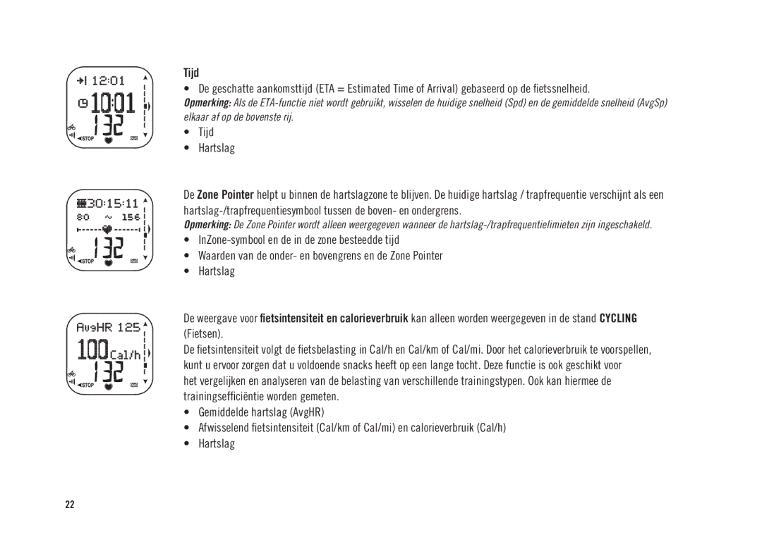 Polar CS300 user manual Tijd Hartslag 