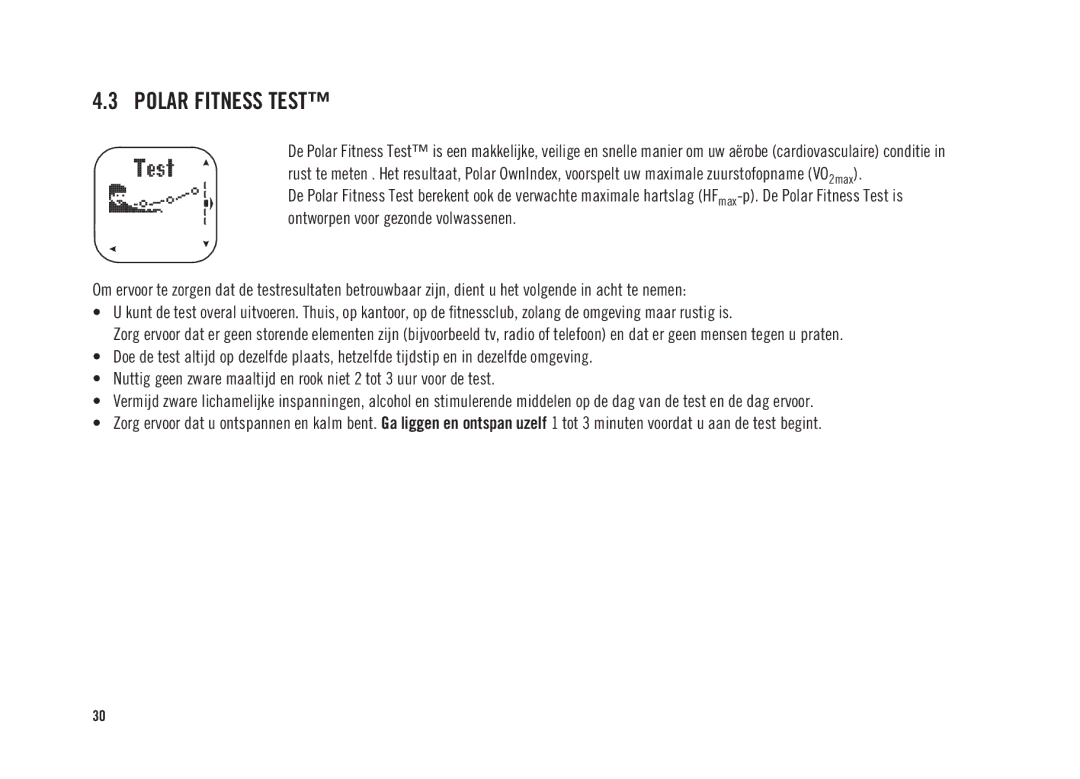 Polar CS300 user manual Polar Fitness Test 