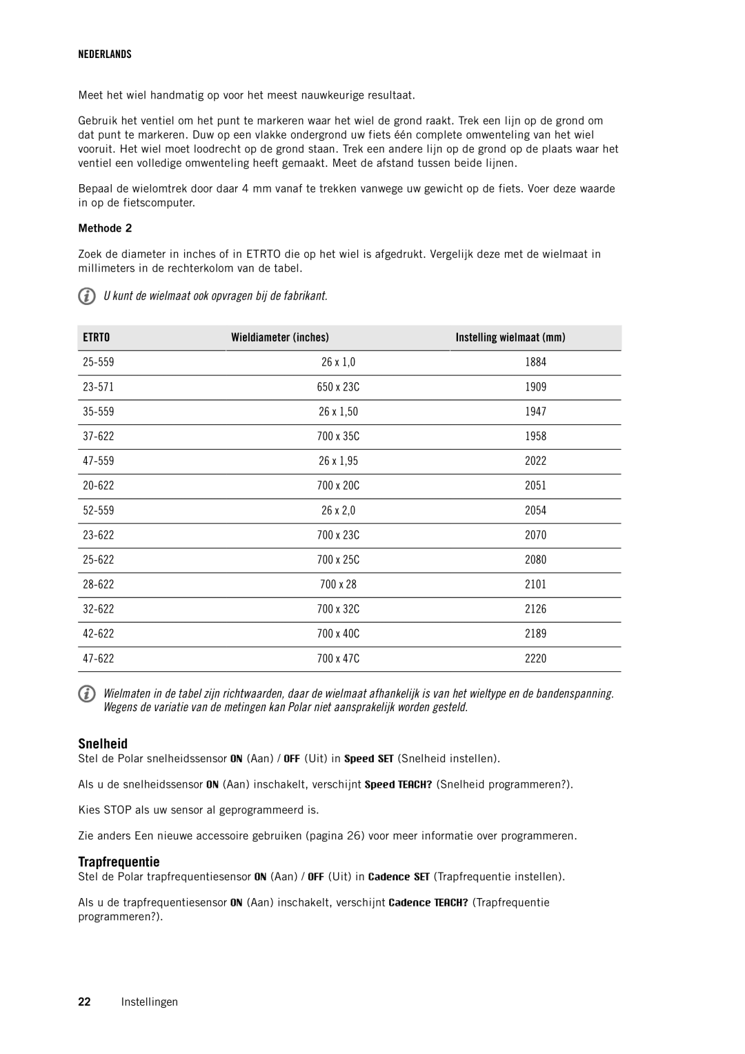 Polar CS500 manual Snelheid, Trapfrequentie 