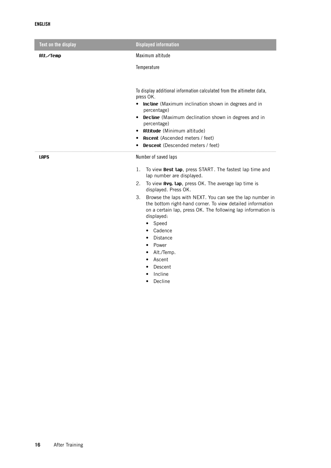 Polar CS500 user manual Maximum altitude 