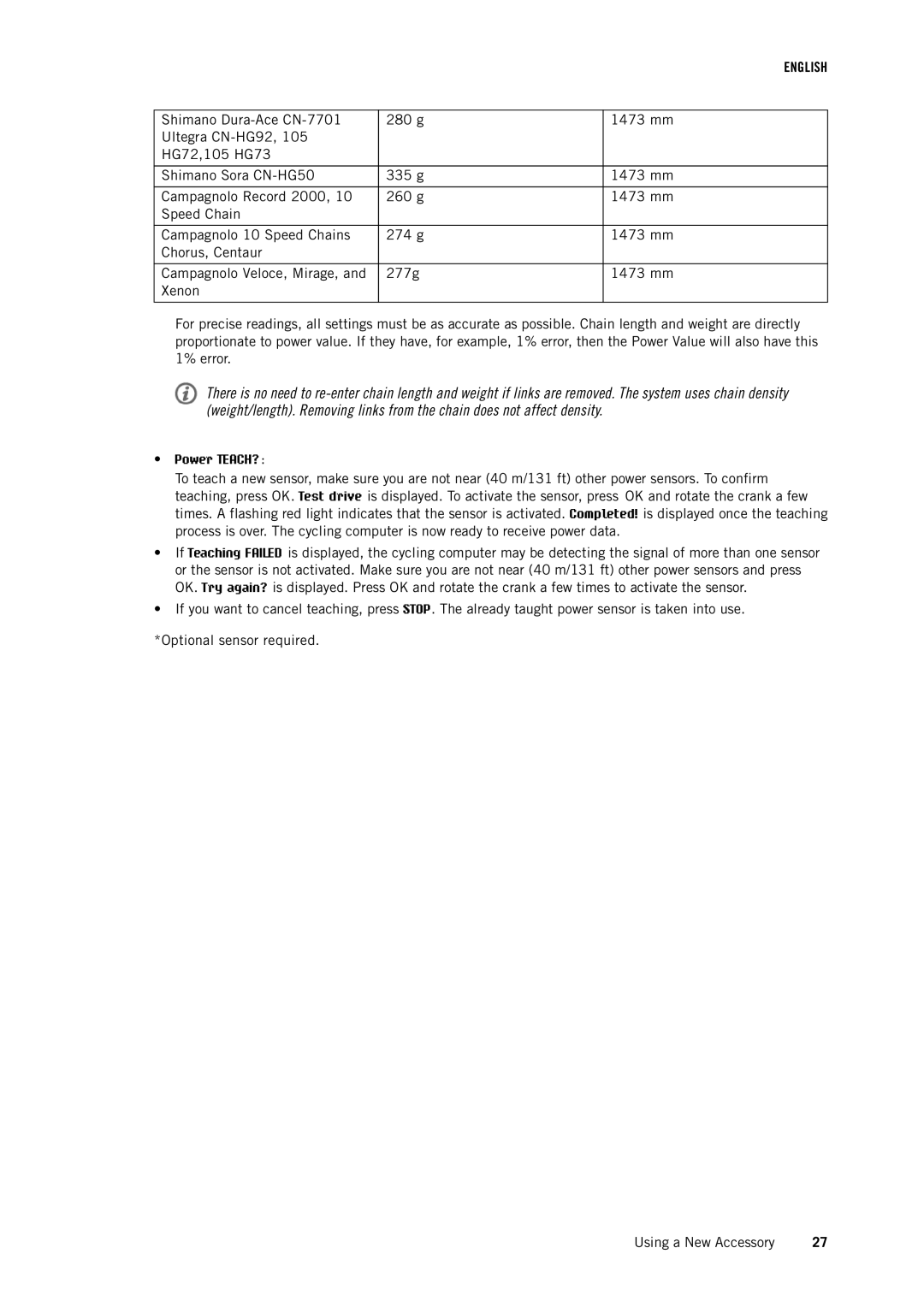 Polar CS500 user manual Power TEACH? 