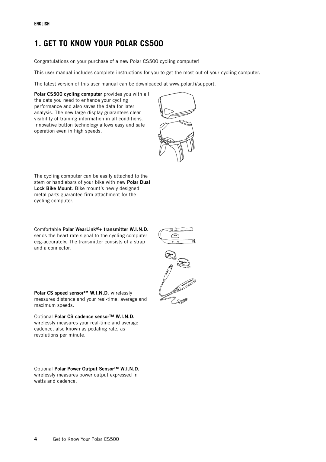 Polar user manual GET to Know Your Polar CS500 