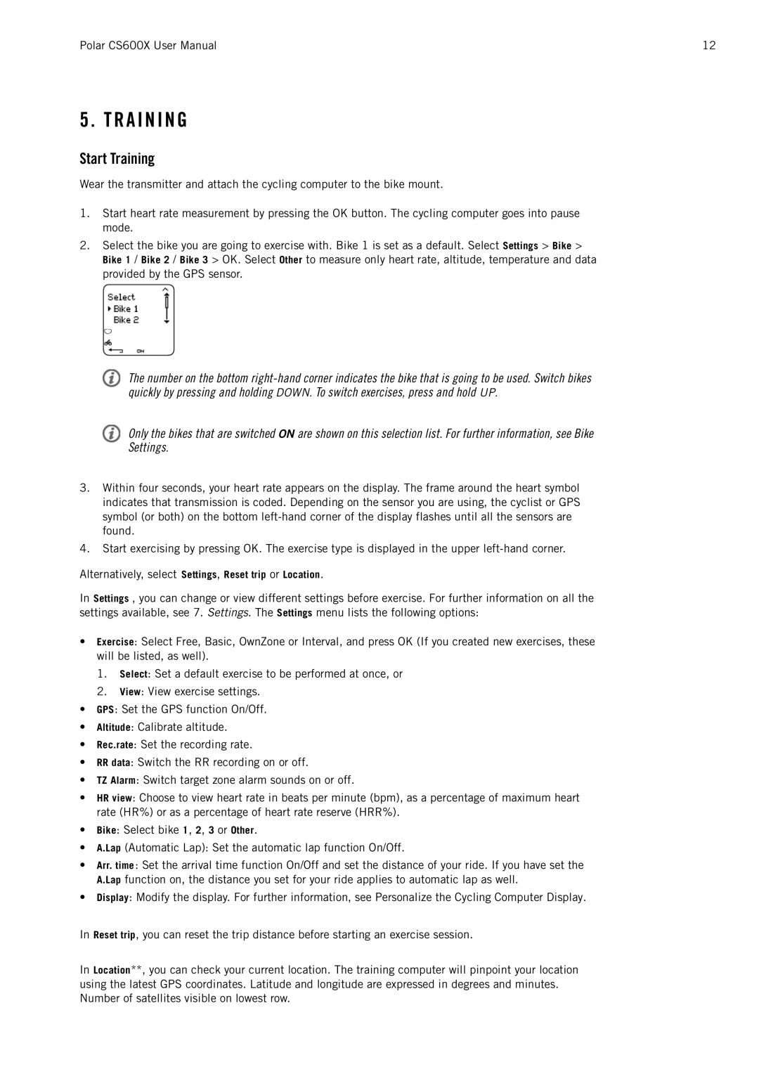 Polar CS600X user manual R a I N I N G, Start Training 