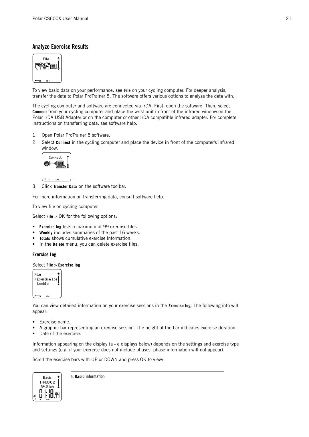 Polar CS600X user manual Analyze Exercise Results, Exercise Log 