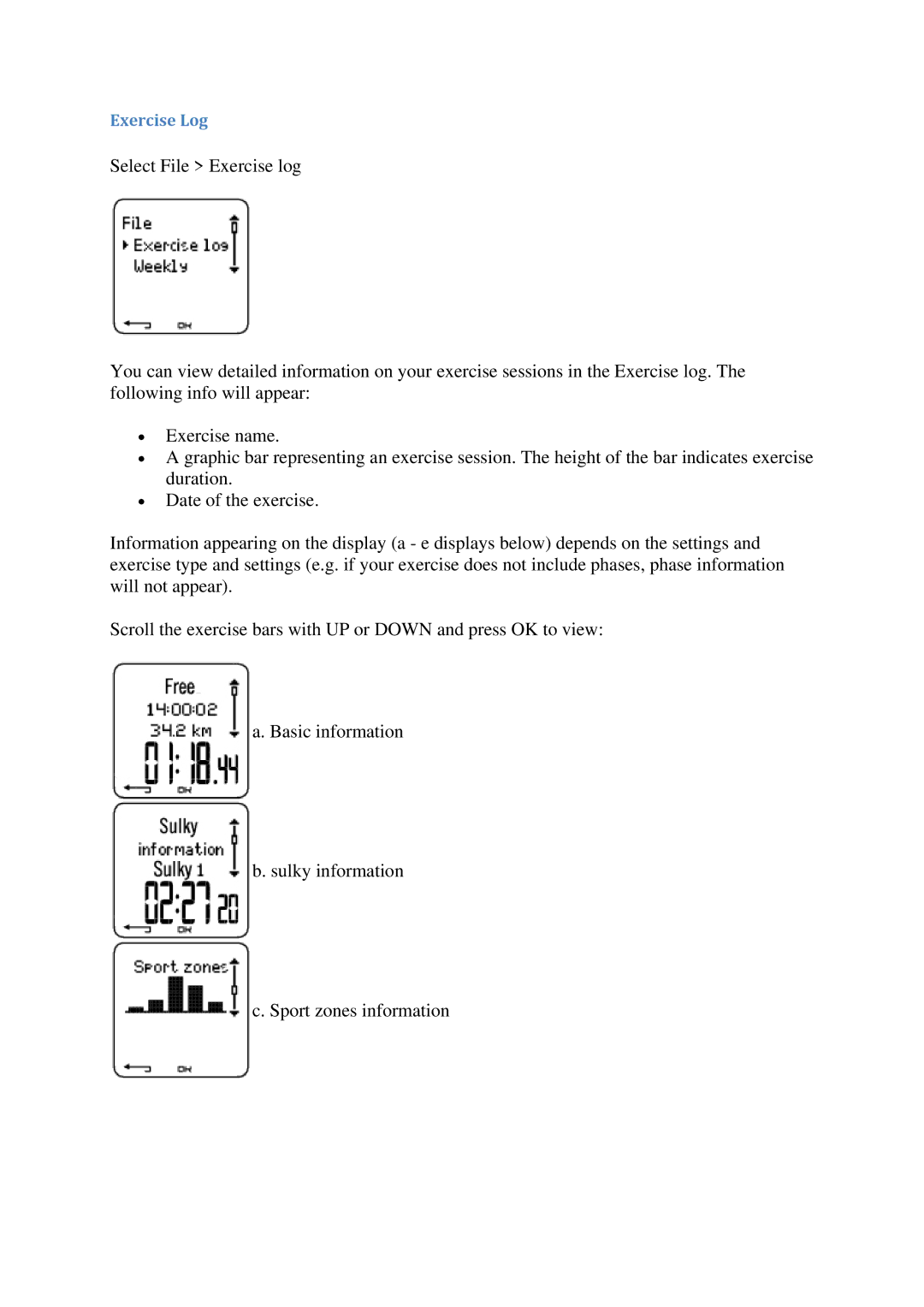 Polar CS600X user manual Exercise Log 