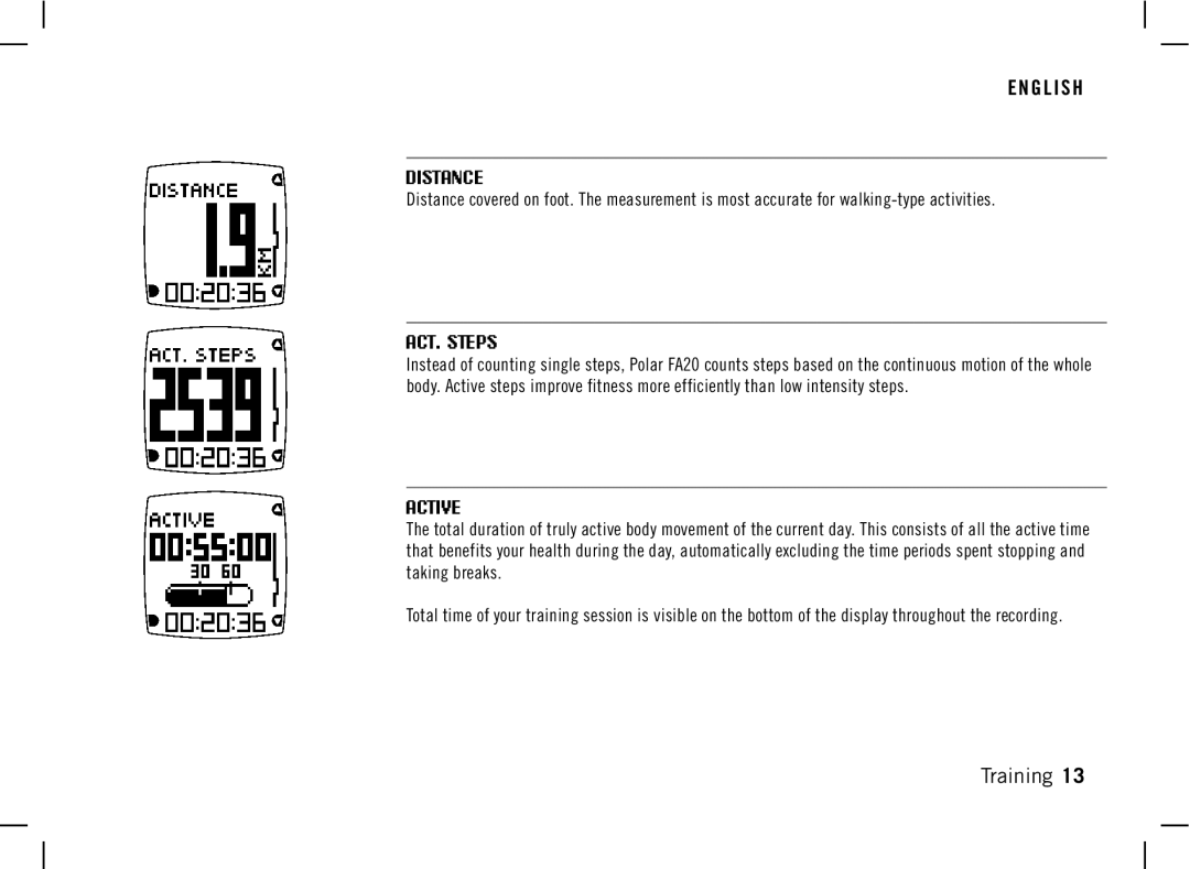 Polar DA20 manual Distance 