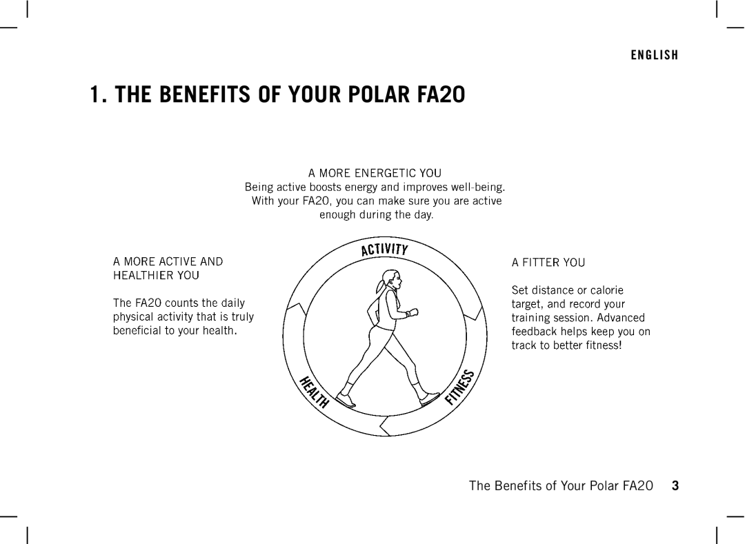 Polar DA20 manual Benefits of Your Polar FA20 