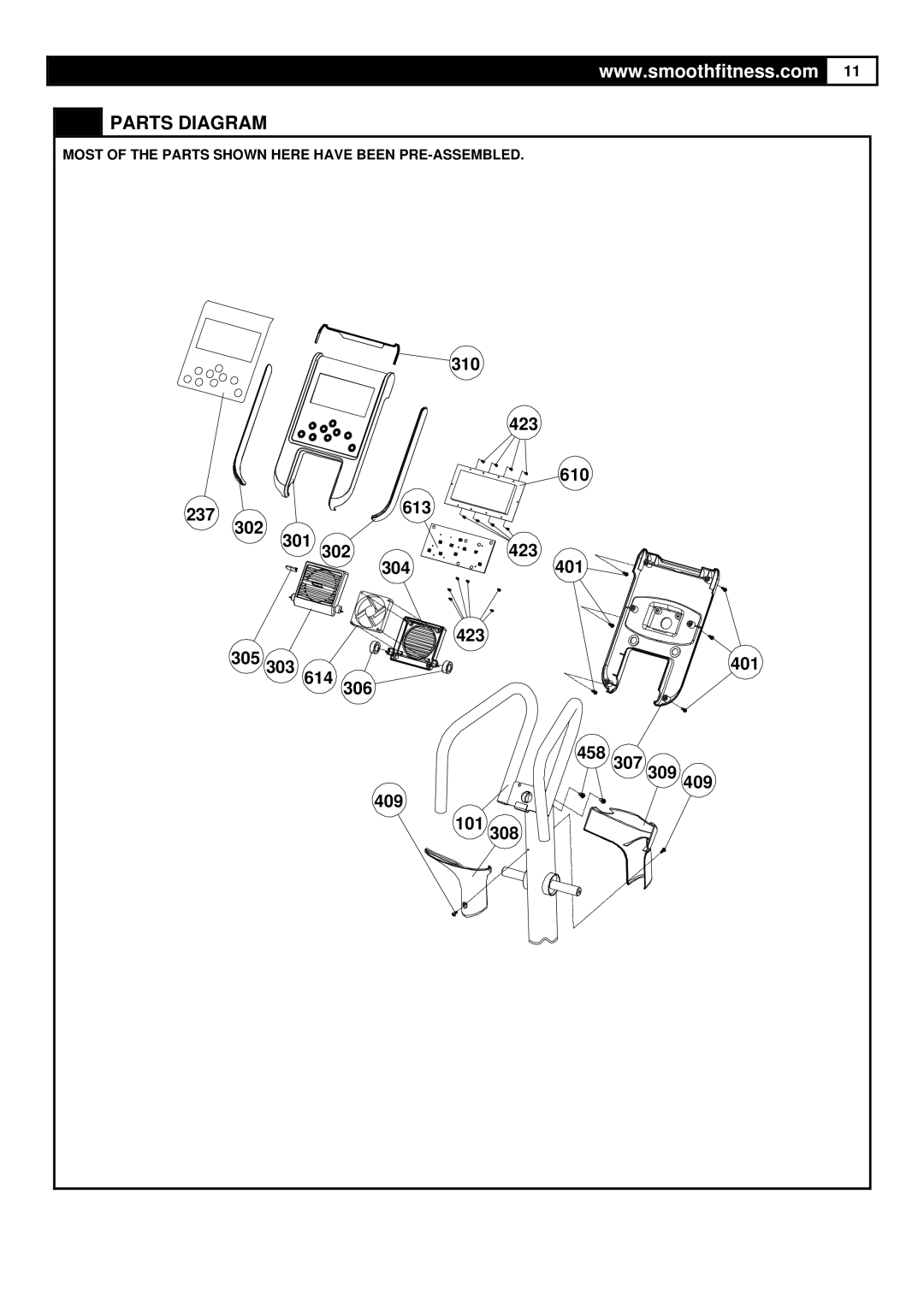 Polar DMT X1 user manual Parts Diagram, Most of the Parts Shown Here have Been PRE-ASSEMBLED 