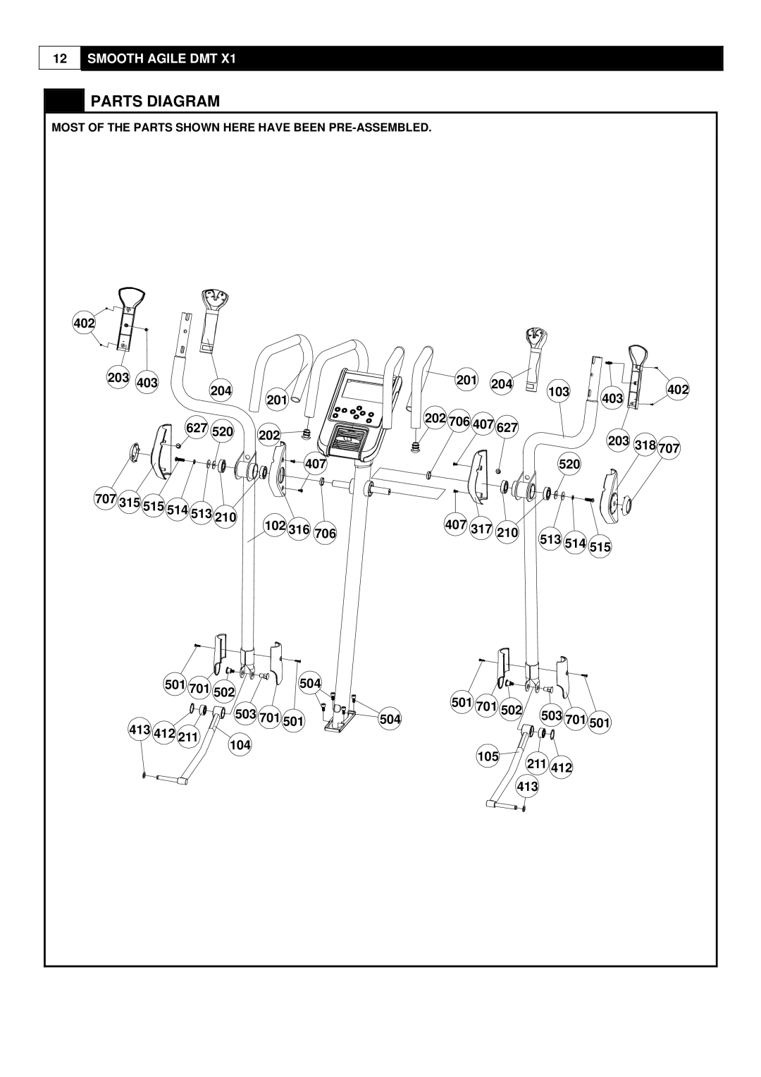 Polar DMT X1 user manual Parts Diagram 