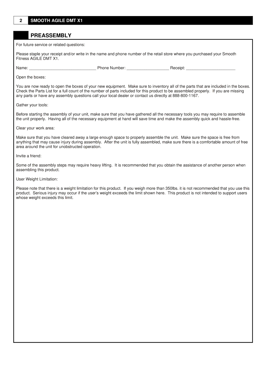 Polar DMT X1 user manual Preassembly 