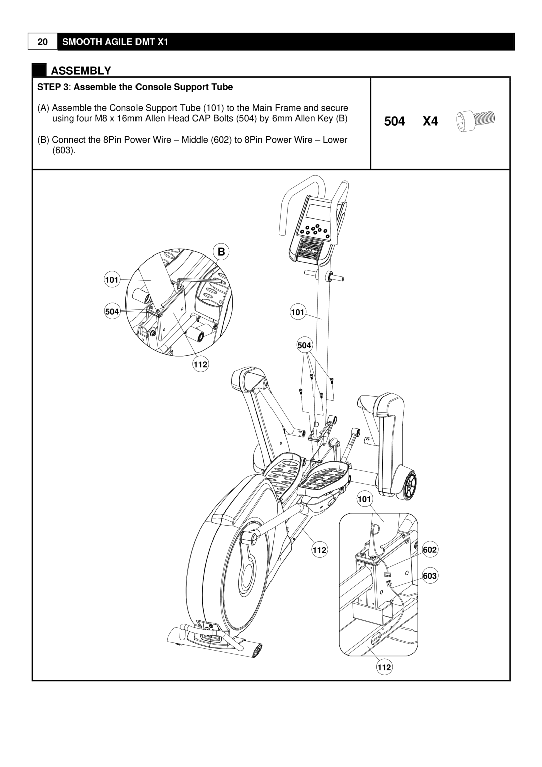 Polar DMT X1 user manual 504, Assemble the Console Support Tube 