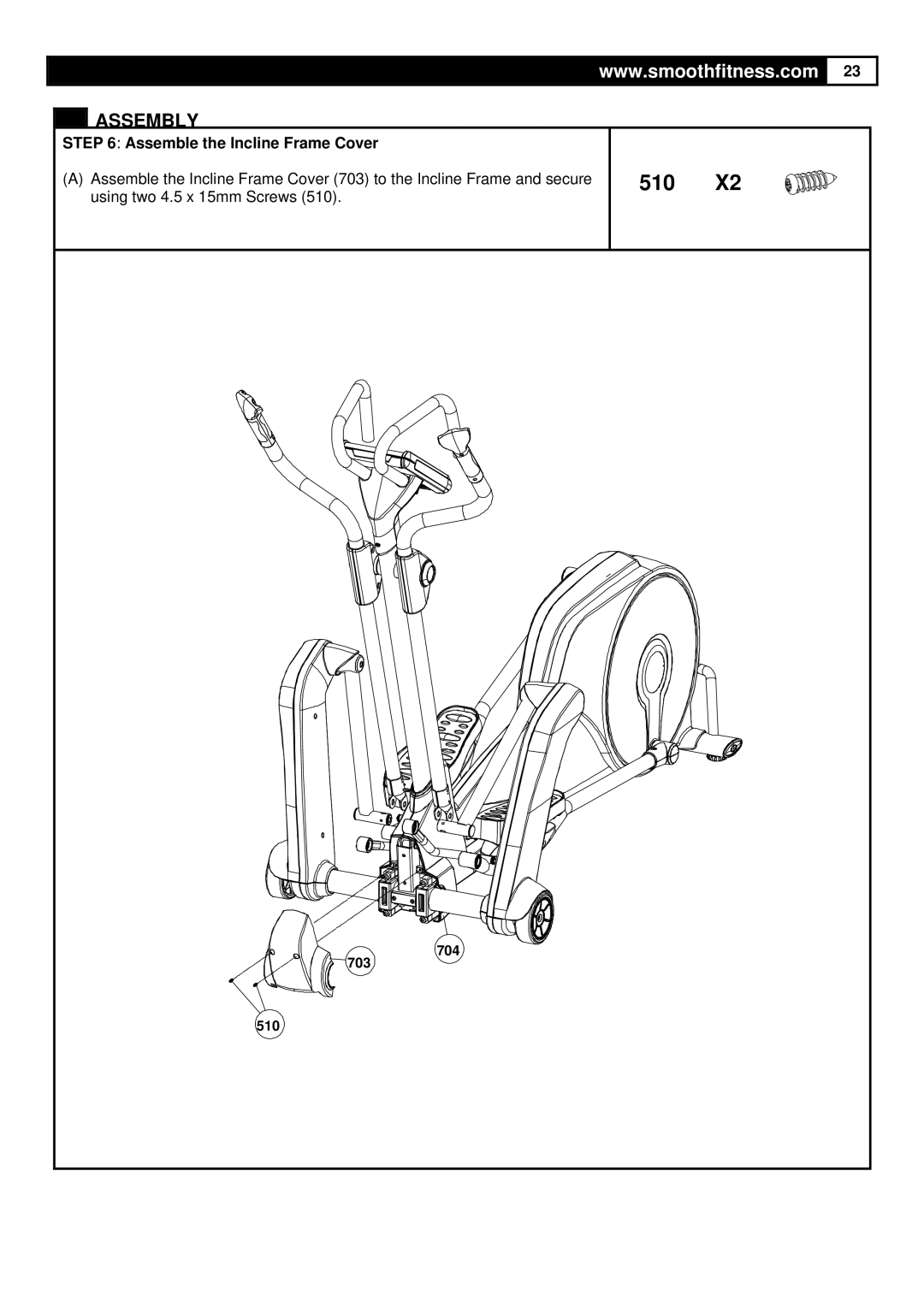 Polar DMT X1 user manual Assemble the Incline Frame Cover 