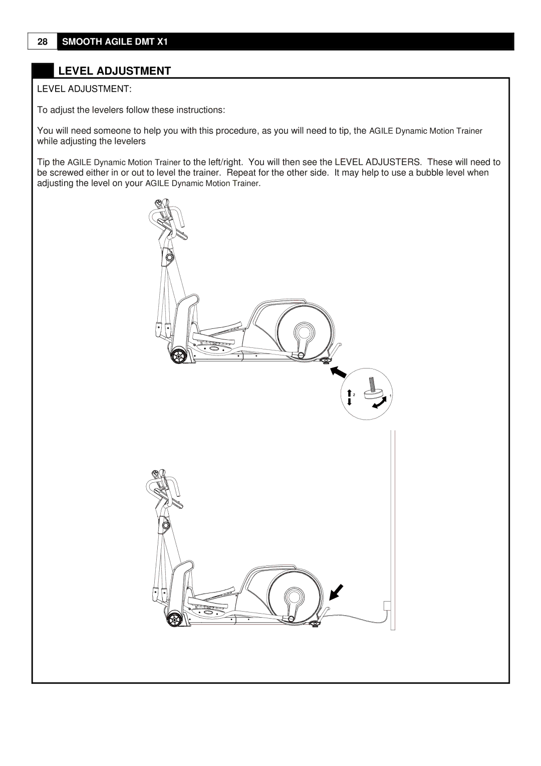 Polar DMT X1 user manual Level Adjustment 