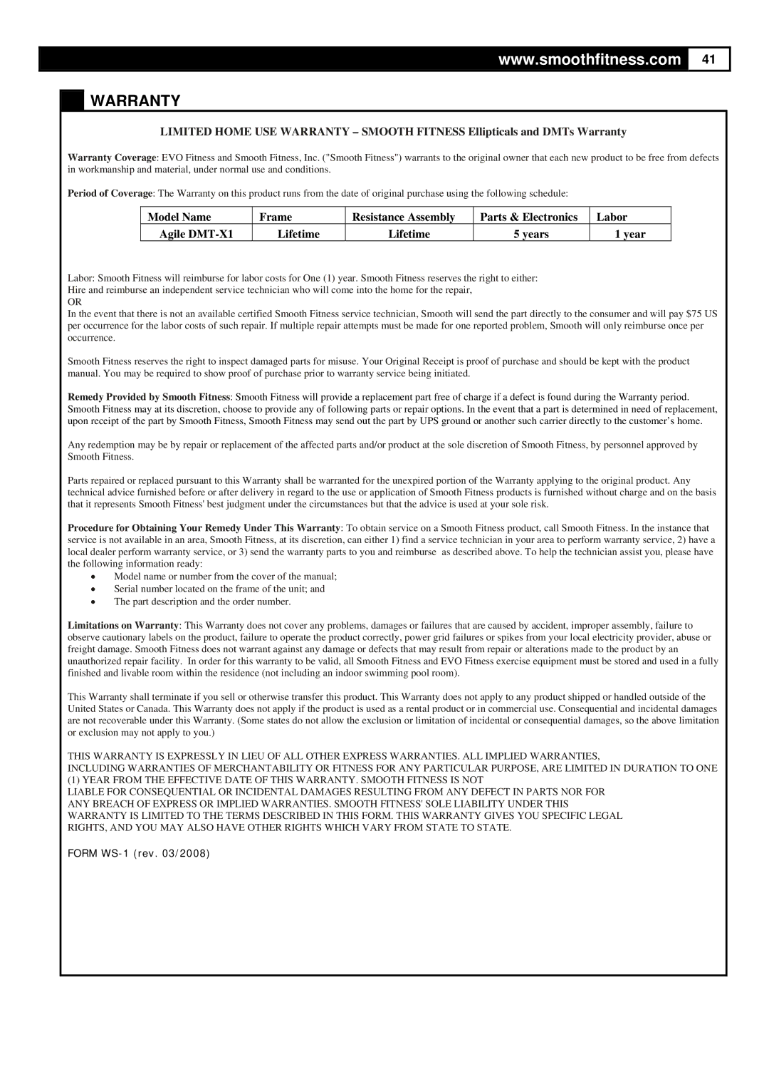 Polar DMT X1 user manual Warranty 